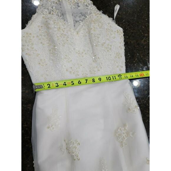 Lenovia Women White Polyester Halter Neck Sleeveless Wedding Maxi Dress Size 10 - Picture 12 of 12